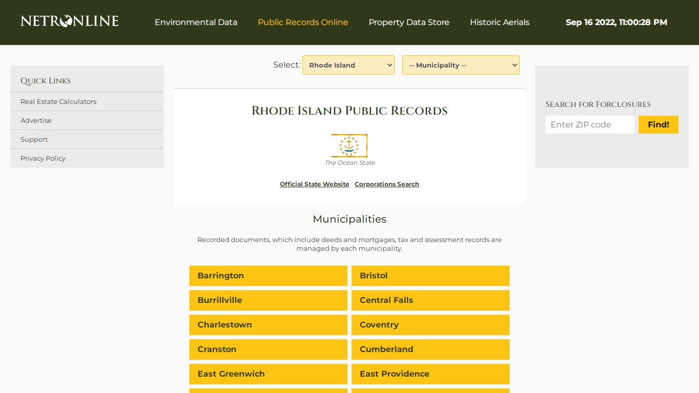 Rhode Island Public Records Online Directory - NETROnline.com